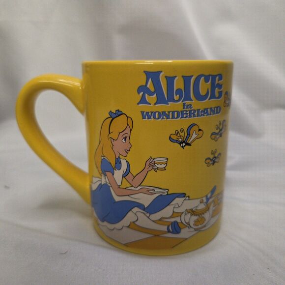 Disney Alice in Wonderland Yellow Butterfly Tea Party Mug Cup 14 Oz - Picture 1 of 6